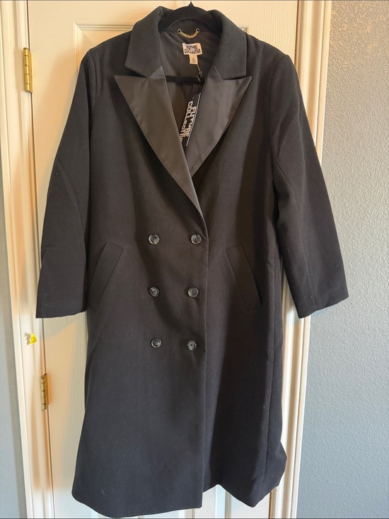 Future Collective Jackets & Blazers - Future Collective Black Double-Breasted Long Coat